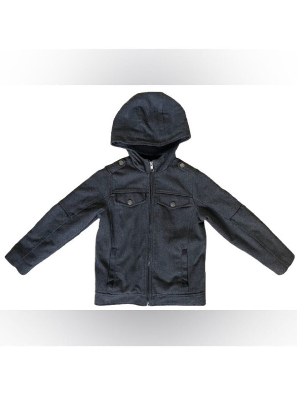 Like New Boys Urban Republic Hooded Wool Blend Jacket in Charcoal Gray. Size 7/8
